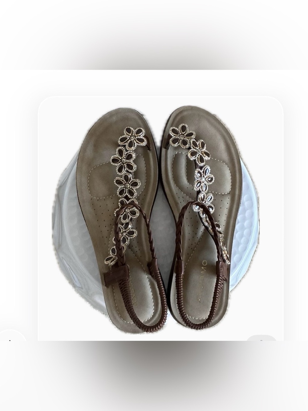 Women's Brown Floral Embellished Slingback Sandals